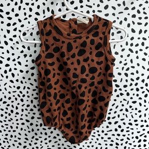COPY - Organic Cotton Waffle Knit Sleeveless Bubble Romper 12-18 month leopard …